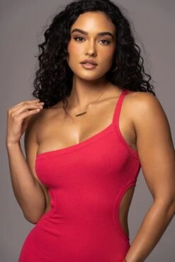 Fuchsia Ruth One Shoulder Dress -Lady Clothing Store PRODUCT JUL192023 NEWRESHOOTS 8