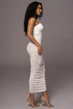 White Denise Ruched Dress -Lady Clothing Store PRODUCT JUL192023 NEWRESHOOTS 83