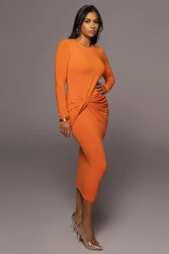 Jluxbasix Orange Modern Lovers Midi Dress 20 Jluxbasix Orange Modern Lovers Midi Dress -Lady Clothing Store PRODUCT JUL222022 BASIX 100