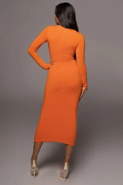 Jluxbasix Orange Modern Lovers Midi Dress 21 Jluxbasix Orange Modern Lovers Midi Dress -Lady Clothing Store PRODUCT JUL222022 BASIX 101
