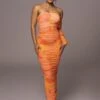 Orange Capri Ruched Dress 1 Orange Capri Ruched Dress -Lady Clothing Store PRODUCT JUL262023 ASAP 23