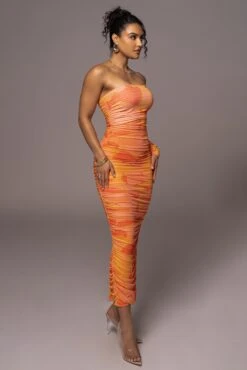 Orange Capri Ruched Dress 17 Orange Capri Ruched Dress -Lady Clothing Store PRODUCT JUL262023 ASAP 24