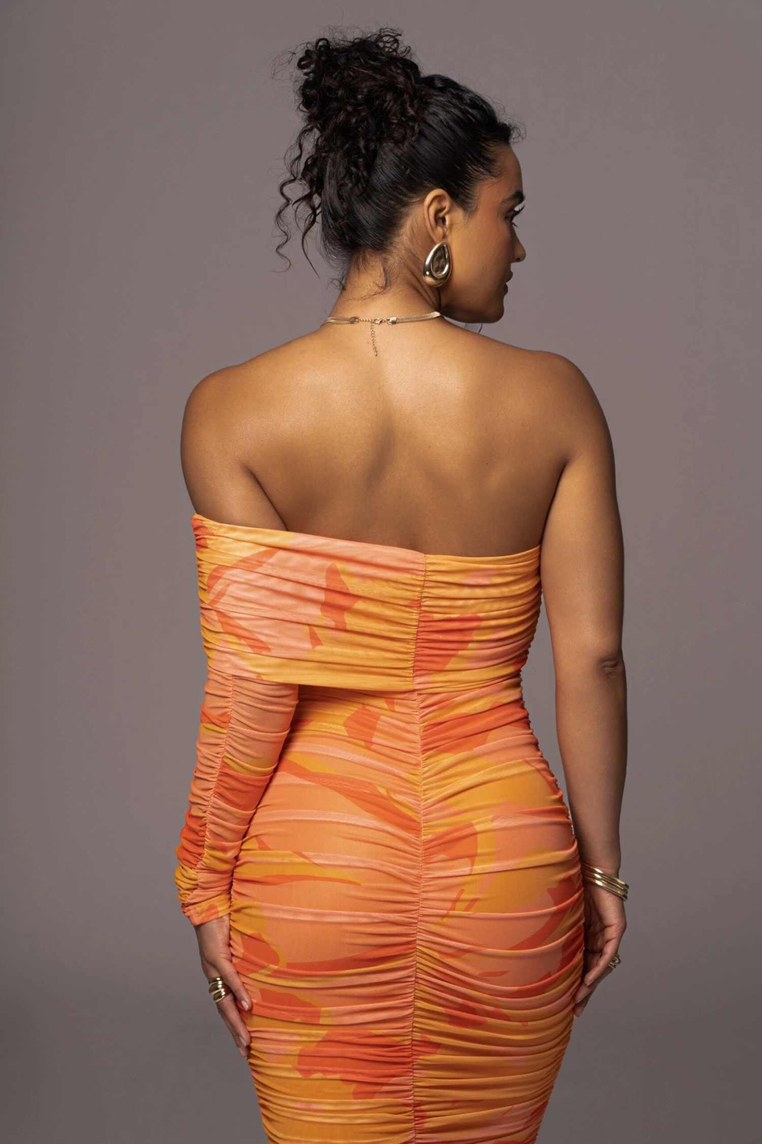 Orange Capri Ruched Dress 11 Orange Capri Ruched Dress - Image 9