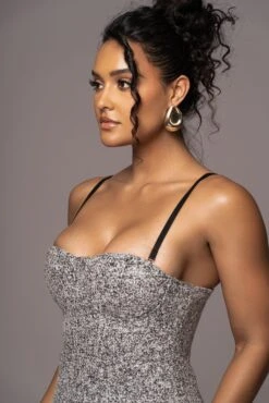 Lt. Grey Royal Tweed Midi Dress -Lady Clothing Store PRODUCT JUL262023 AUGDROP12 156