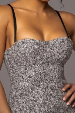 Lt. Grey Royal Tweed Midi Dress -Lady Clothing Store PRODUCT JUL262023 AUGDROP12 159