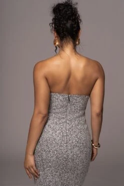 Lt. Grey Royal Tweed Midi Dress -Lady Clothing Store PRODUCT JUL262023 AUGDROP12 163