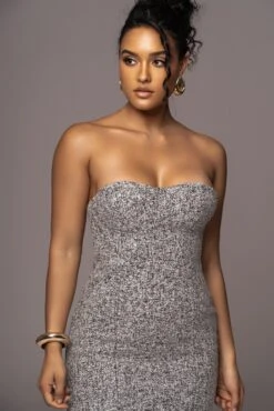 Lt. Grey Royal Tweed Midi Dress -Lady Clothing Store PRODUCT JUL262023 AUGDROP12 164