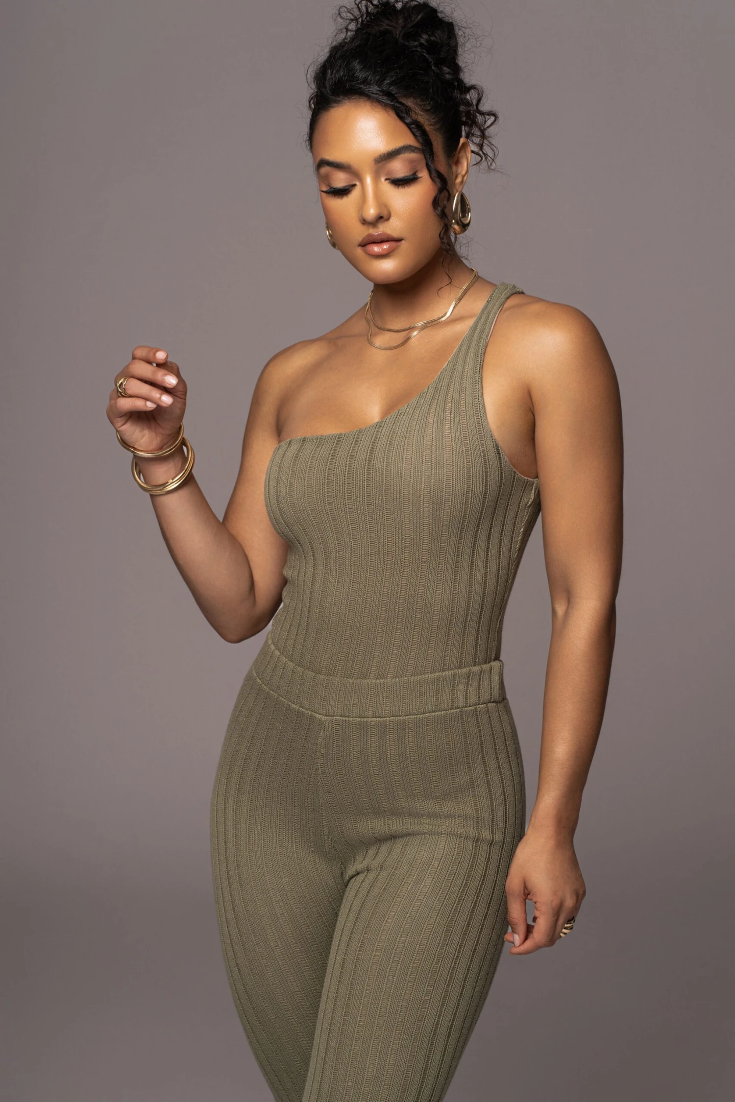 Olive Malibu Nights One Shoulder Bodysuit 3 Olive Malibu Nights One Shoulder Bodysuit