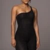 Black Malibu Nights One Shoulder Bodysuit