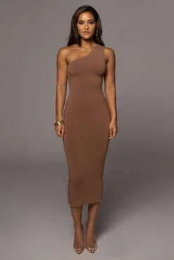 Pecan Meara One Shoulder Dress -Lady Clothing Store PRODUCT JUL282022 BASIX 208