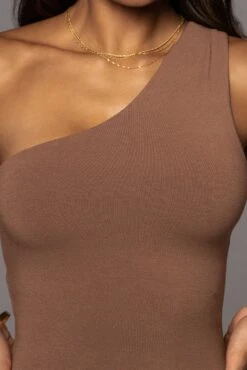 Pecan Meara One Shoulder Dress -Lady Clothing Store PRODUCT JUL282022 BASIX 214