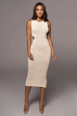 Ivory Opposites Attract Midi Dress