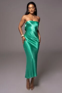 Green Irina Satin Strapless Maxi Dress -Lady Clothing Store PRODUCT JUL52023 50