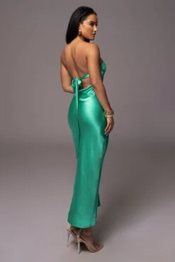 Green Irina Satin Strapless Maxi Dress -Lady Clothing Store PRODUCT JUL52023 52