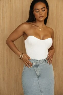 Medium Wash Denim Nila Front Slit Skirt -Lady Clothing Store PRODUCT JUL52023 CROCHET2 111