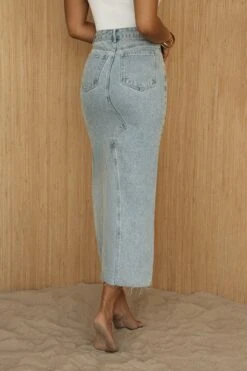 Medium Wash Denim Nila Front Slit Skirt -Lady Clothing Store PRODUCT JUL52023 CROCHET2 112