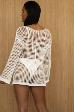 White Izara Crochet Coverup -Lady Clothing Store PRODUCT JUL52023 CROCHET2 146