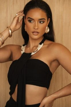 Black TAKE A SEAT HALTER TOP -Lady Clothing Store PRODUCT JUL52023 CROCHET2 228