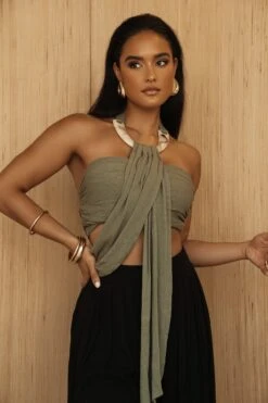 Olive TAKE A SEAT HALTER TOP -Lady Clothing Store PRODUCT JUL52023 CROCHET2 234