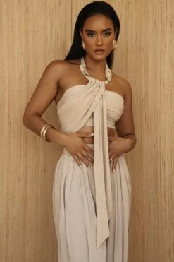 Natural TAKE A SEAT HALTER TOP -Lady Clothing Store PRODUCT JUL52023 CROCHET2 262