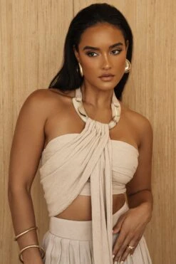 Natural TAKE A SEAT HALTER TOP -Lady Clothing Store PRODUCT JUL52023 CROCHET2 265