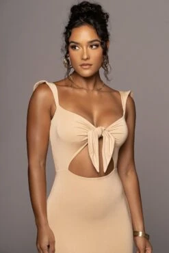 Tan Unica Front Tie Dress 13 Tan Unica Front Tie Dress -Lady Clothing Store PRODUCT JUNE14 SUMMER2 56