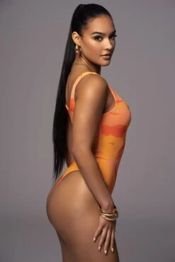 Orange Private Getaway Mesh Bodysuit -Lady Clothing Store PRODUCT JUNE272023 ASAP 3