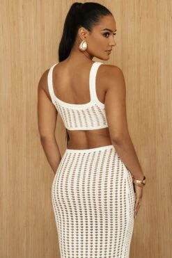 White Melrose Cutout Midi Dress 36 White Melrose Cutout Midi Dress -Lady Clothing Store PRODUCT JUNE272023 CROCHET 179
