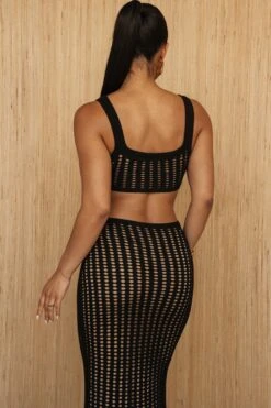 Black Melrose Cutout Midi Dress -Lady Clothing Store PRODUCT JUNE272023 CROCHET 191