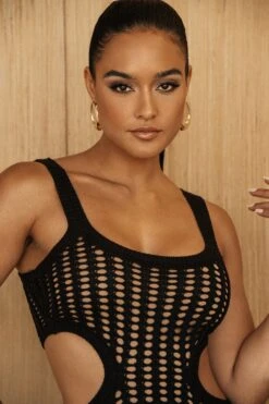 Black Melrose Cutout Midi Dress -Lady Clothing Store PRODUCT JUNE272023 CROCHET 195