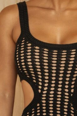 Black Melrose Cutout Midi Dress -Lady Clothing Store PRODUCT JUNE272023 CROCHET 196