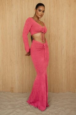 Fuchsia Resort Two-Piece Skirt Set -Lady Clothing Store PRODUCT JUNE272023 CROCHET 246