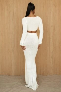 White Resort Two-Piece Skirt Set -Lady Clothing Store PRODUCT JUNE272023 CROCHET 261