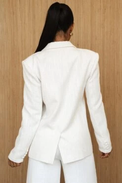 White Cyra Tailored Linen Blazer -Lady Clothing Store PRODUCT JUNE272023 CROCHET 55