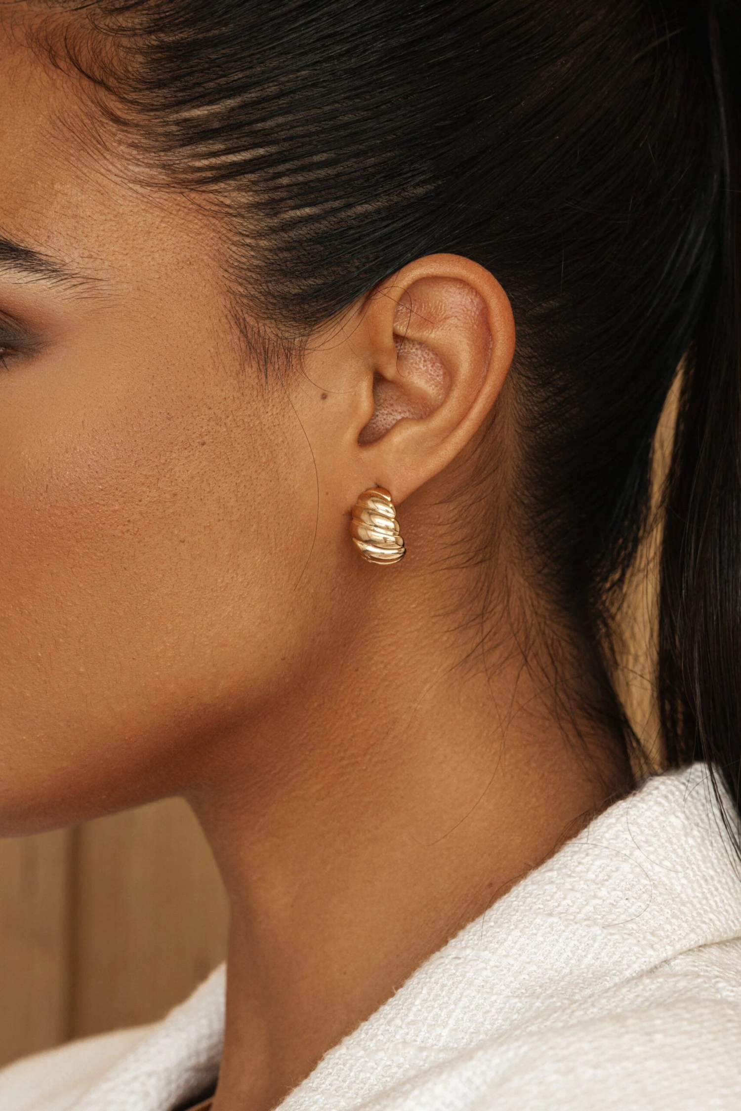 Gold Luci Croissant Earrings 3 Gold Luci Croissant Earrings