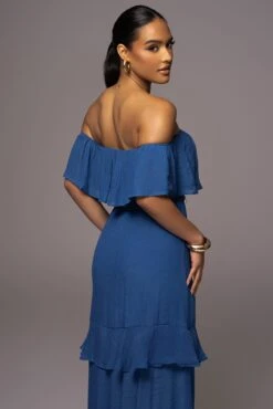 Blue Marsela Off-Shoulder Linen Maxi Dress -Lady Clothing Store PRODUCT JUNE72023 JUNEDROP1 27