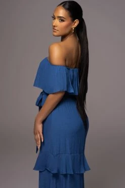 Blue Marsela Off-Shoulder Linen Maxi Dress -Lady Clothing Store PRODUCT JUNE72023 JUNEDROP1 28