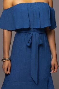 Blue Marsela Off-Shoulder Linen Maxi Dress -Lady Clothing Store PRODUCT JUNE72023 JUNEDROP1 31