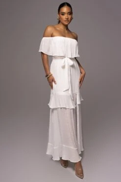 White Marsela Off-Shoulder Linen Maxi Dress -Lady Clothing Store PRODUCT JUNE72023 JUNEDROP1 34