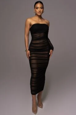Black Denise Ruched Dress -Lady Clothing Store PRODUCT JUNE72023 JUNEDROP1 60