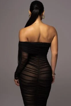 Black Denise Ruched Dress -Lady Clothing Store PRODUCT JUNE72023 JUNEDROP1 64