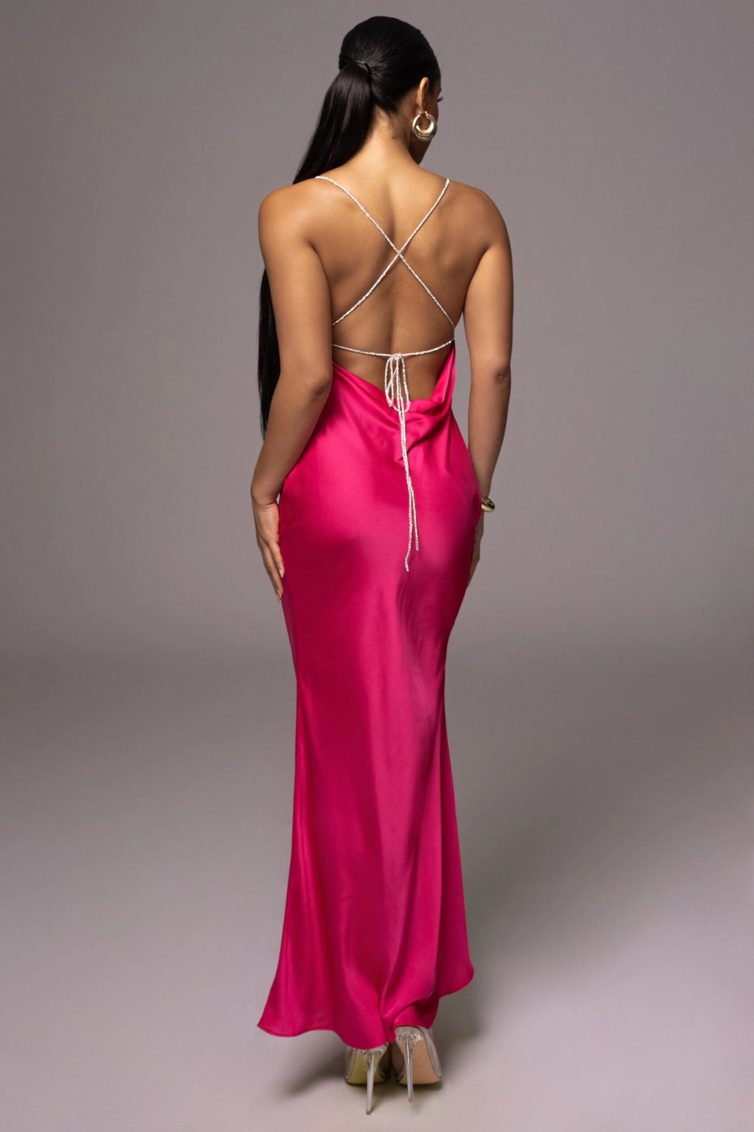 Pink Come Find Me Satin Maxi Dress 8 Pink Come Find Me Satin Maxi Dress - Image 6