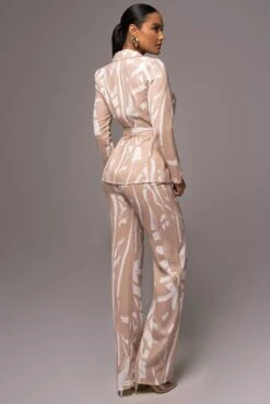 Beige Frida Print Pant Set -Lady Clothing Store PRODUCT JUNE72023 NEWARRIVALS 24