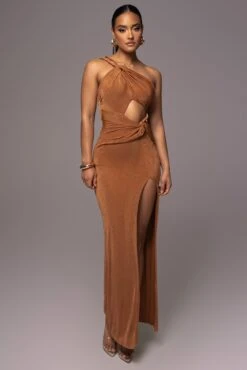 Brown Scarlet One Shoulder Maxi Dress -Lady Clothing Store PRODUCT JUNE72023 NEWARRIVALS 75