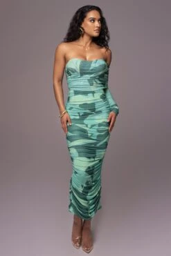 Green Capri Ruched Dress -Lady Clothing Store PRODUCT JUNE82023 NEWARRIVALS 10