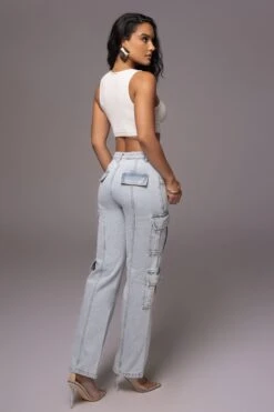 Light Wash Denim Undercover Cargo Jeans 22 Light Wash Denim Undercover Cargo Jeans -Lady Clothing Store PRODUCT JUNE82023 NEWARRIVALS 102