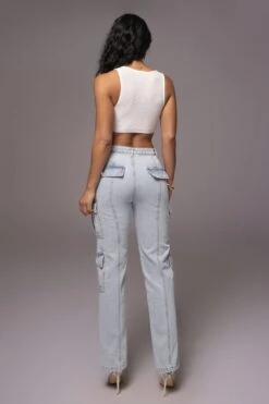 Light Wash Denim Undercover Cargo Jeans 23 Light Wash Denim Undercover Cargo Jeans -Lady Clothing Store PRODUCT JUNE82023 NEWARRIVALS 103