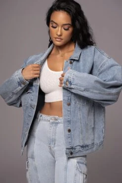 Medium Wash Denim Highlands Oversized Jacket -Lady Clothing Store PRODUCT JUNE82023 NEWARRIVALS 112