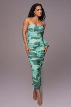 Green Capri Ruched Dress -Lady Clothing Store PRODUCT JUNE82023 NEWARRIVALS 9