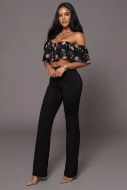 Black Floral Garden Party Crop Top -Lady Clothing Store PRODUCT MAR162023 39